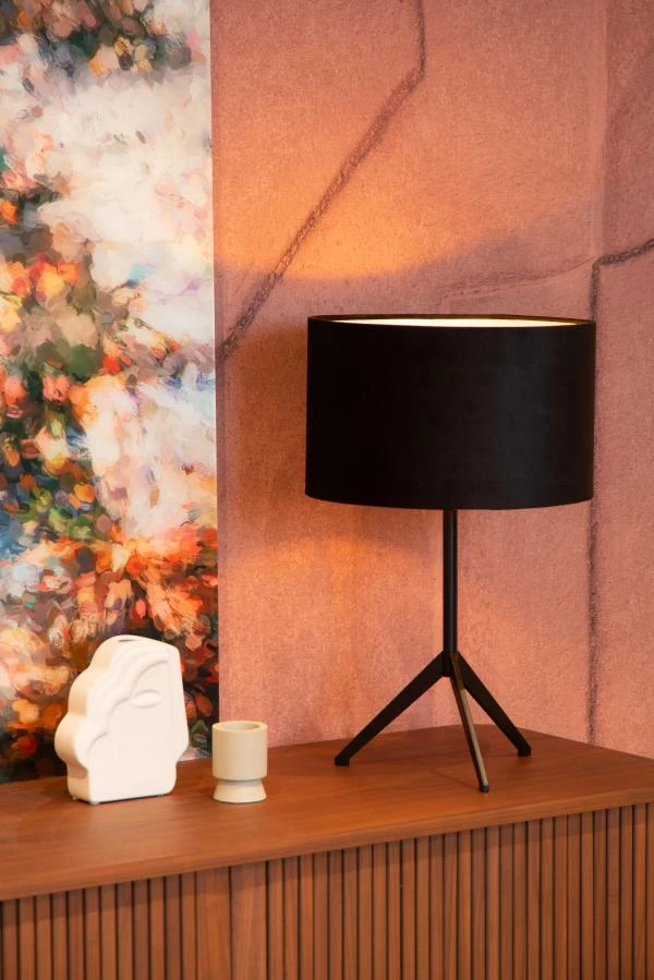 Lucide TONDO - Tischlampe - Ø 30 cm - 1xE27 - Schwarz - Atmosphäre 1